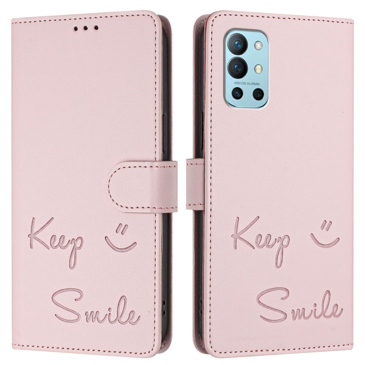 For OnePlus 9R / 8T Smile Embossing RFID Leather Phone Case