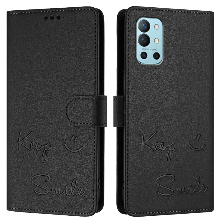 For OnePlus 9R / 8T Smile Embossing RFID Leather Phone Case