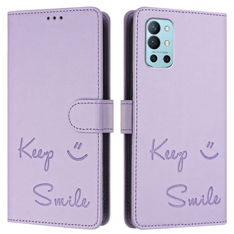 For OnePlus 9R / 8T Smile Embossing RFID Leather Phone Case