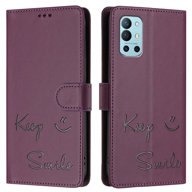 For OnePlus 9R / 8T Smile Embossing RFID Leather Phone Case