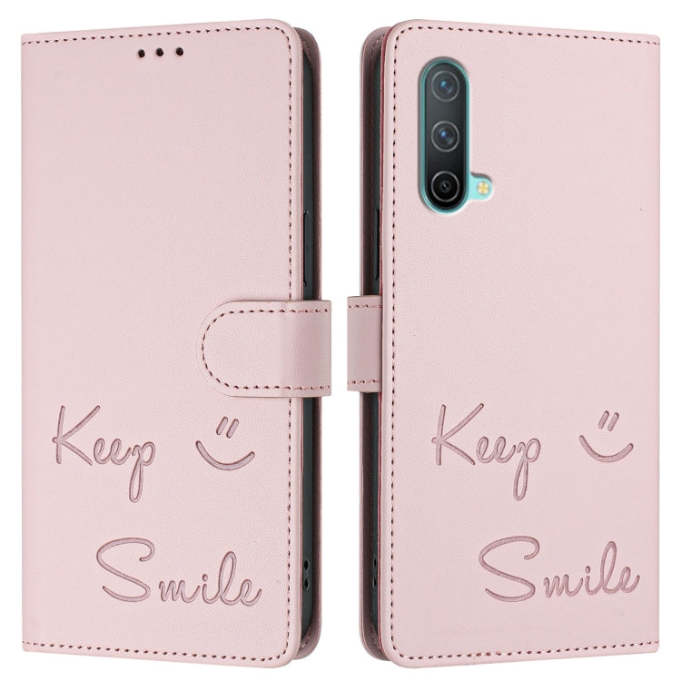 For OnePlus Nord CE 5G Smile Embossing RFID Leather Phone Case