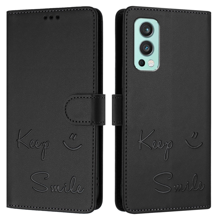 For OnePlus Nord 2 5G Smile Embossing RFID Leather Phone Case