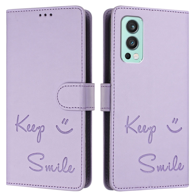 For OnePlus Nord 2 5G Smile Embossing RFID Leather Phone Case