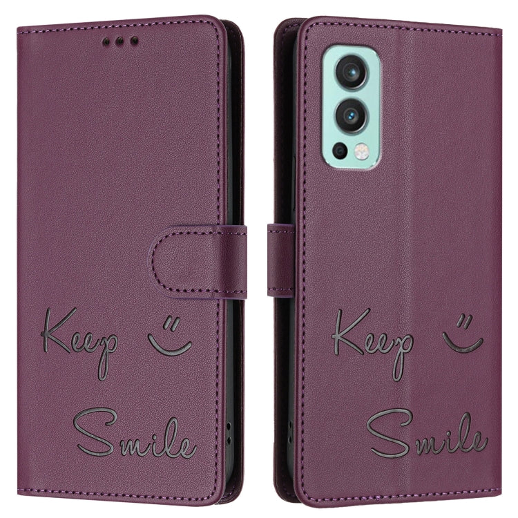 For OnePlus Nord 2 5G Smile Embossing RFID Leather Phone Case