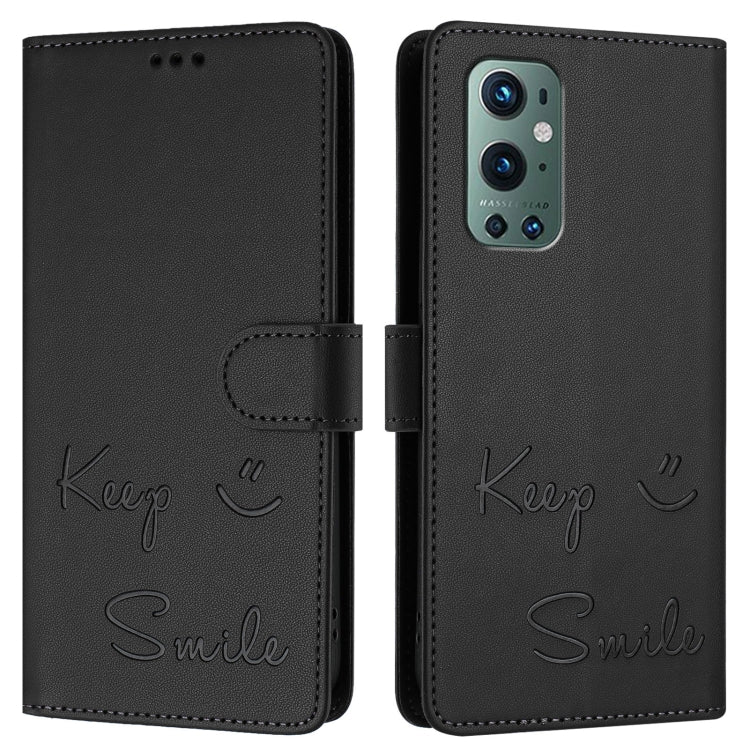 For OnePlus 9 Pro Smile Embossing RFID Leather Phone Case