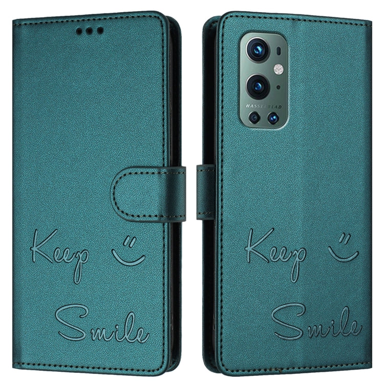 For OnePlus 9 Pro Smile Embossing RFID Leather Phone Case