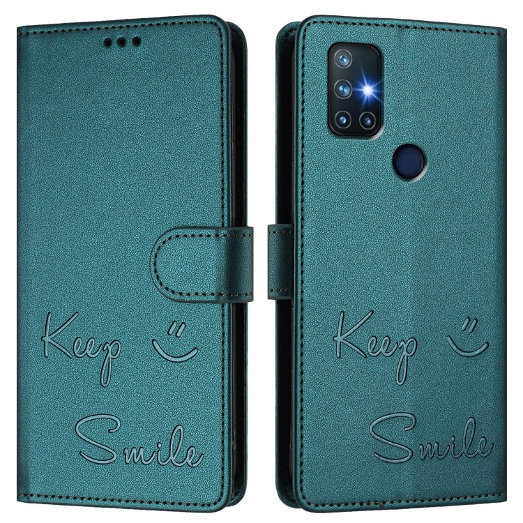 For OnePlus Nord N10 5G Smile Embossing RFID Leather Phone Case