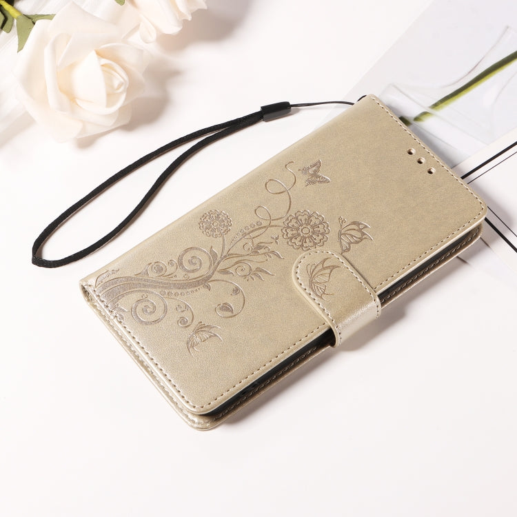 For iPhone 14 Pro Max Embossed Butterfly Flowers Leather Phone Case