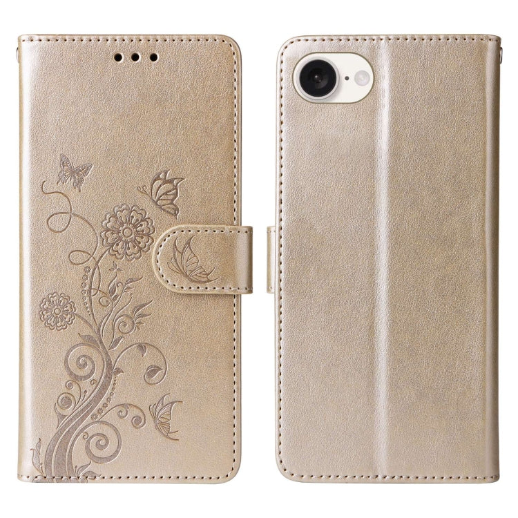 For iPhone 13 Embossed Butterfly Flowers Leather Phone Case