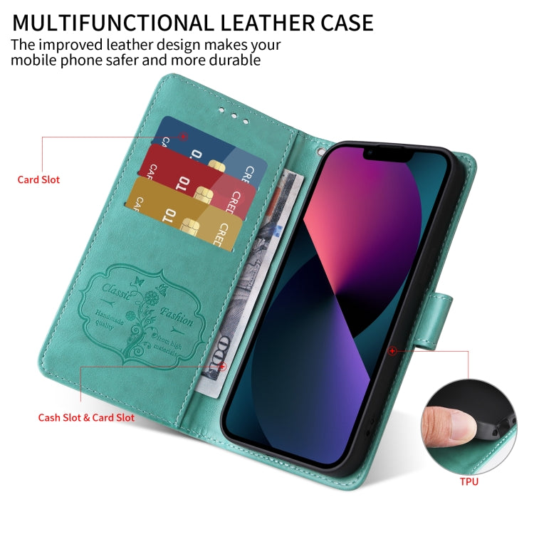 For iPhone 12 / 12 Pro Embossed Butterfly Flowers Leather Phone Case