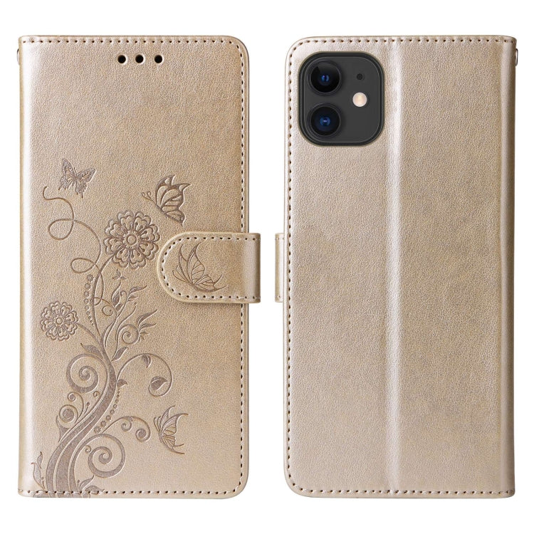 For iPhone 11 Embossed Butterfly Flowers Leather Phone Case