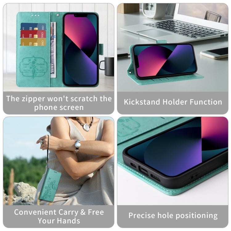 For iPhone 11 Pro Embossed Butterfly Flowers Leather Phone Case