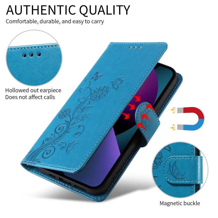 For iPhone XR Embossed Butterfly Flowers Leather Phone Case