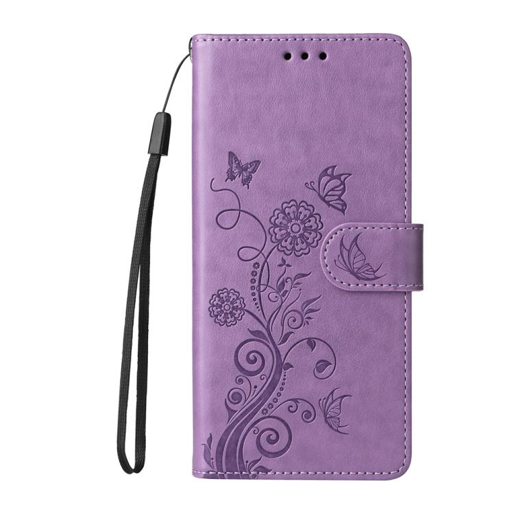 For iPhone 17e / 16e Embossed Butterfly Flowers Leather Phone Case