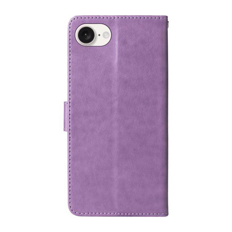 For iPhone 17e / 16e Embossed Butterfly Flowers Leather Phone Case