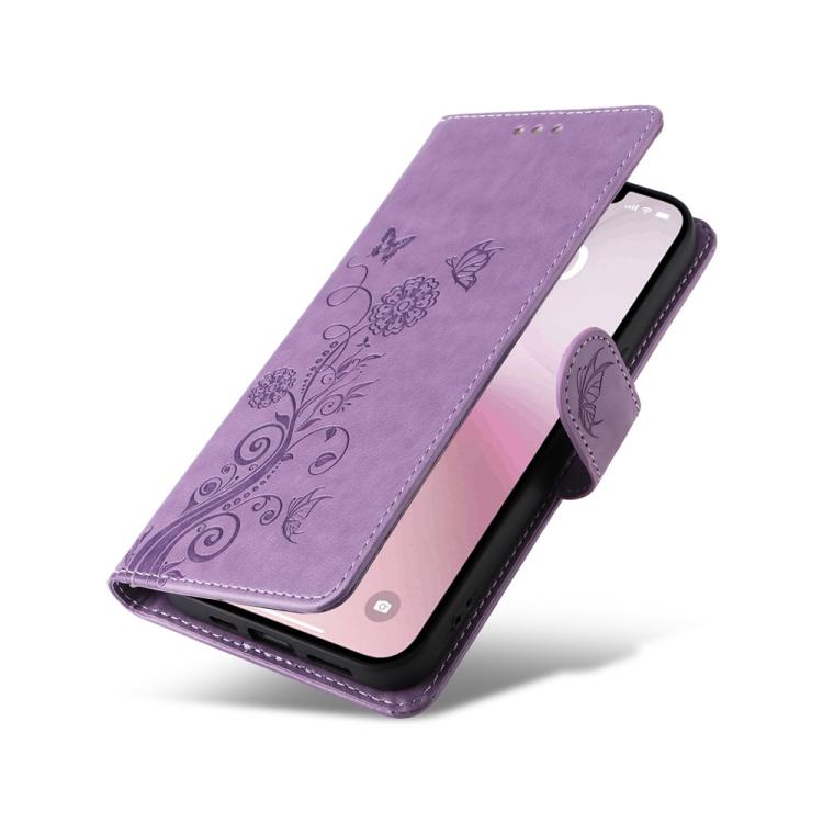 For iPhone 17e / 16e Embossed Butterfly Flowers Leather Phone Case