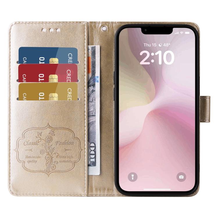 For iPhone 17e / 16e Embossed Butterfly Flowers Leather Phone Case