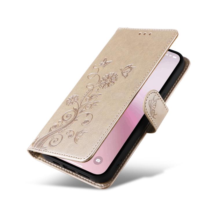 For iPhone 17e / 16e Embossed Butterfly Flowers Leather Phone Case