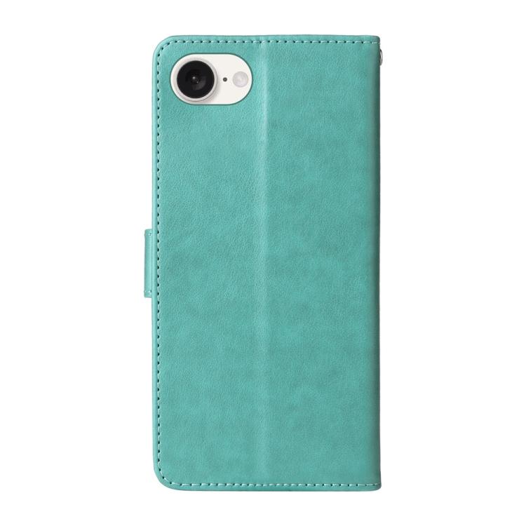 For iPhone 17e / 16e Embossed Butterfly Flowers Leather Phone Case