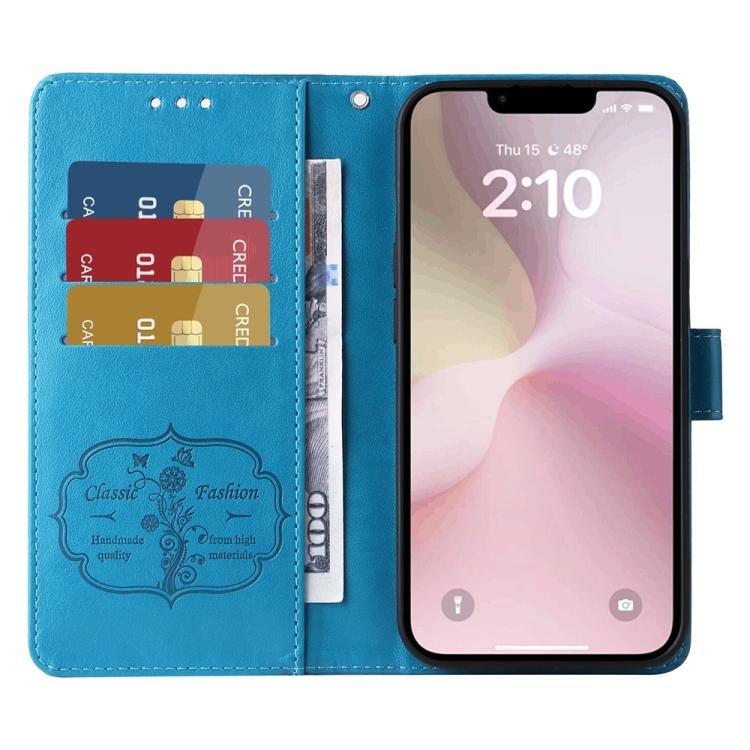 For iPhone 17e / 16e Embossed Butterfly Flowers Leather Phone Case