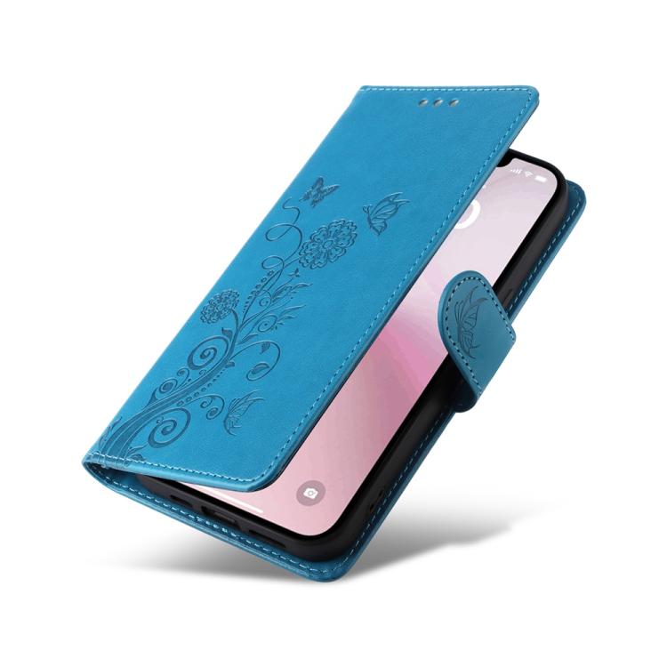 For iPhone 17e / 16e Embossed Butterfly Flowers Leather Phone Case