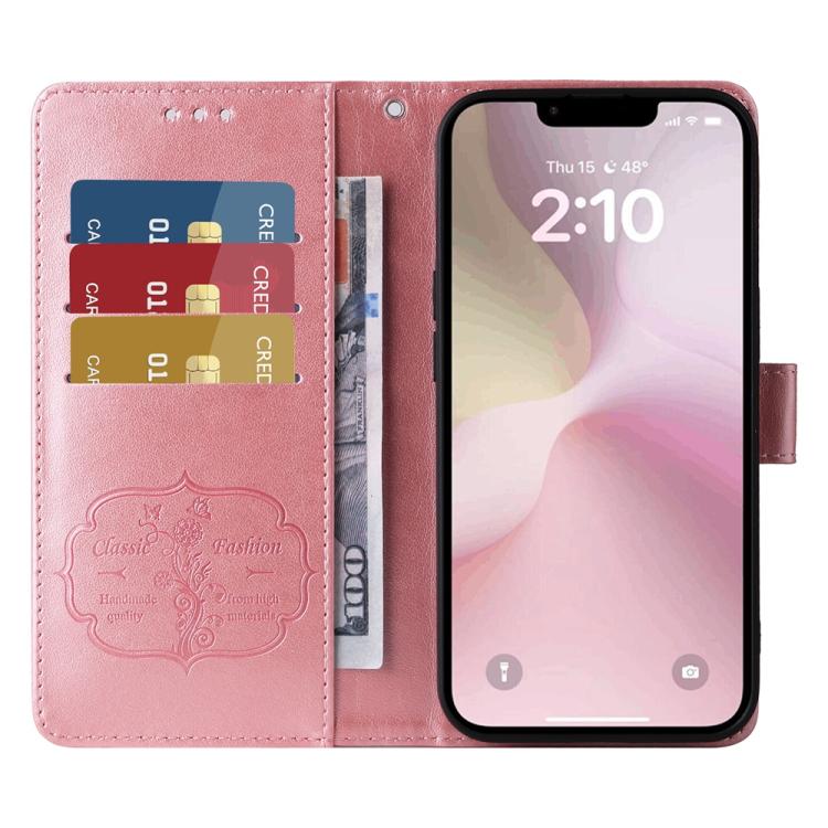 For iPhone 17e / 16e Embossed Butterfly Flowers Leather Phone Case