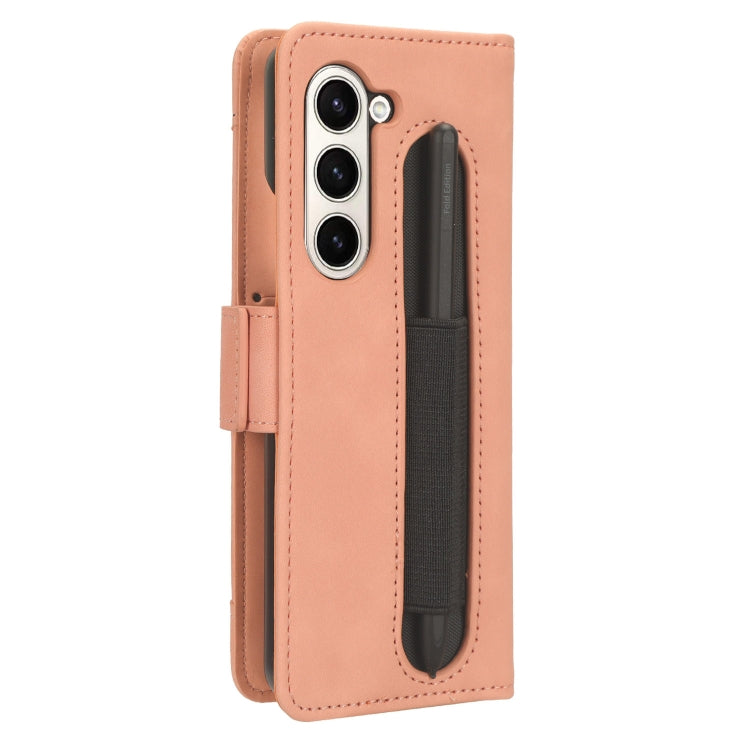 For Samsung Galaxy Z Fold6 with Pen Slot Skin Feel Calf Texture Card Slots Leather Phone Case