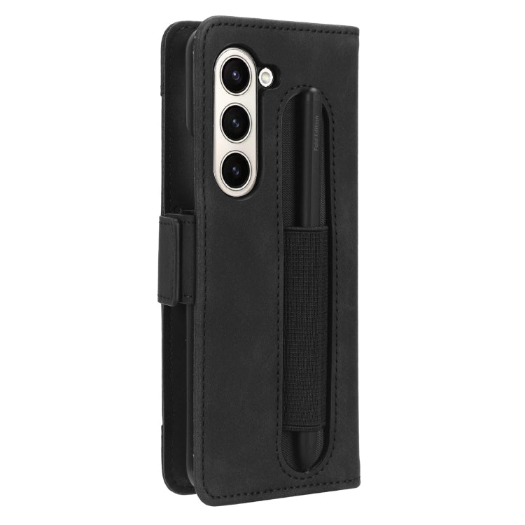 For Samsung Galaxy Z Fold6 with Pen Slot Skin Feel Calf Texture Card Slots Leather Phone Case