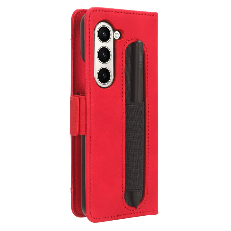 For Samsung Galaxy Z Fold6 with Pen Slot Skin Feel Calf Texture Card Slots Leather Phone Case