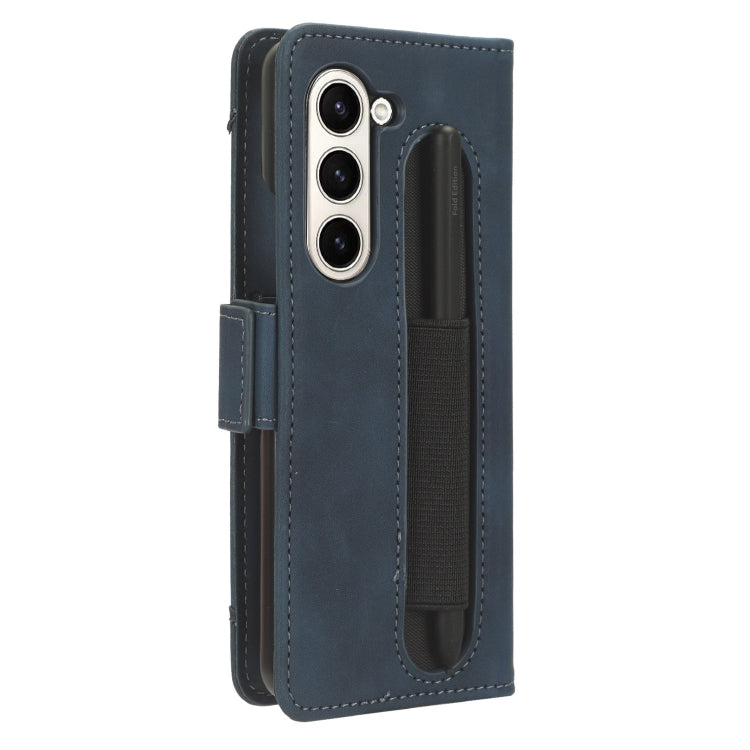 For Samsung Galaxy Z Fold6 with Pen Slot Skin Feel Calf Texture Card Slots Leather Phone Case