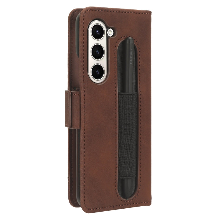 For Samsung Galaxy Z Fold6 with Pen Slot Skin Feel Calf Texture Card Slots Leather Phone Case