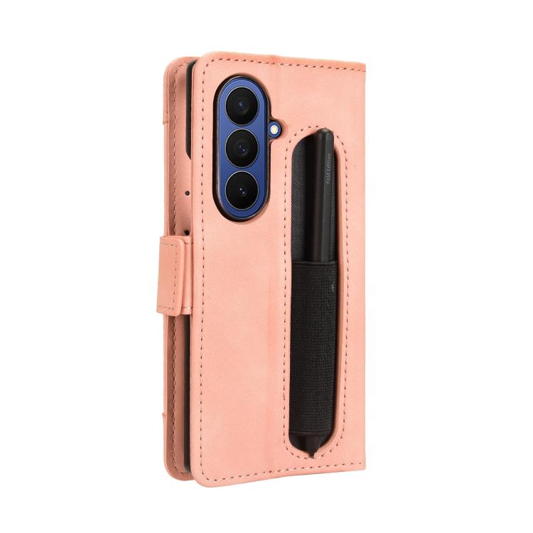 For Samsung Galaxy Z Fold7 with Pen Slot Skin Feel Calf Texture Card Slots Leather Phone Case