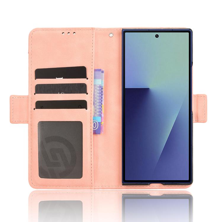For Samsung Galaxy Z Fold7 with Pen Slot Skin Feel Calf Texture Card Slots Leather Phone Case