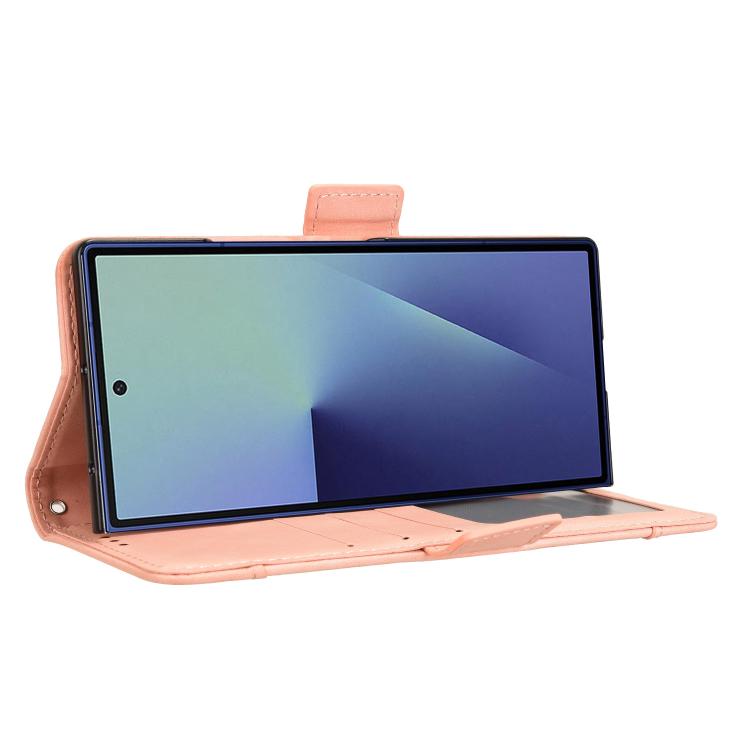For Samsung Galaxy Z Fold7 with Pen Slot Skin Feel Calf Texture Card Slots Leather Phone Case