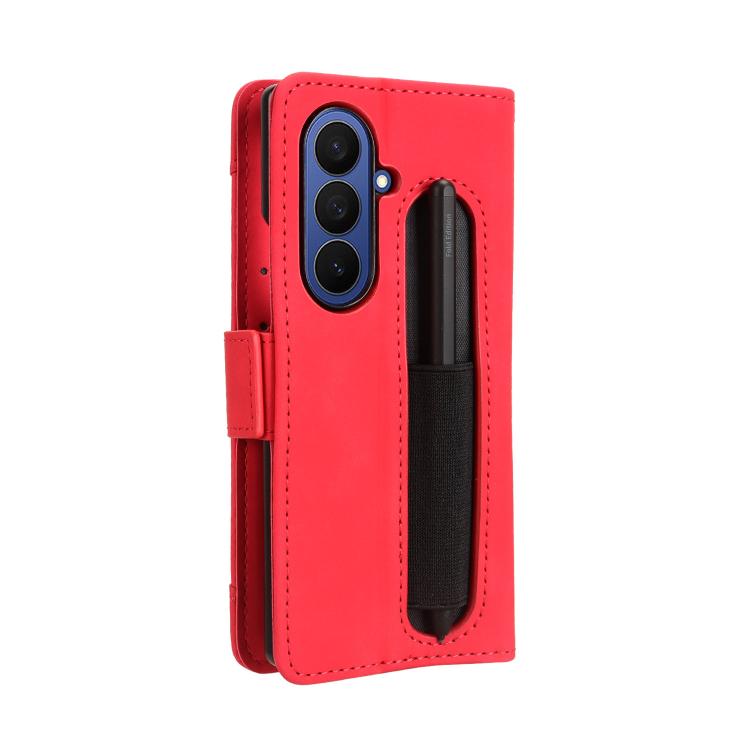 For Samsung Galaxy Z Fold7 with Pen Slot Skin Feel Calf Texture Card Slots Leather Phone Case
