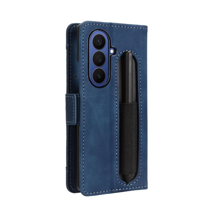 For Samsung Galaxy Z Fold7 with Pen Slot Skin Feel Calf Texture Card Slots Leather Phone Case