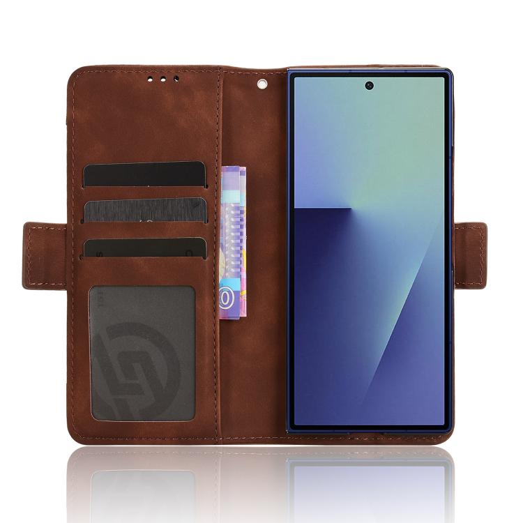 For Samsung Galaxy Z Fold7 with Pen Slot Skin Feel Calf Texture Card Slots Leather Phone Case