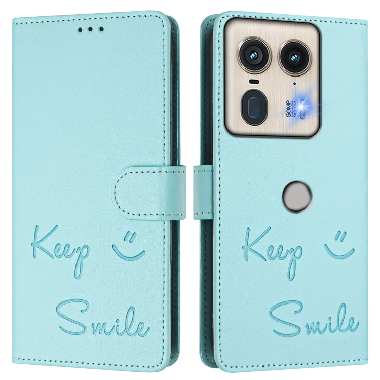 For Motorola Edge 50 5G Global Smile Embossing RFID Leather Phone Case