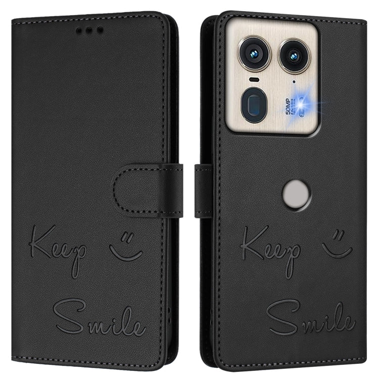 For Motorola Edge 50 5G Global Smile Embossing RFID Leather Phone Case