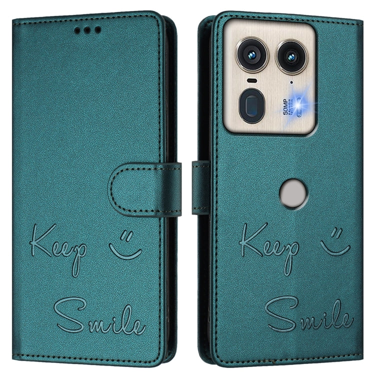 For Motorola Edge 50 5G Global Smile Embossing RFID Leather Phone Case