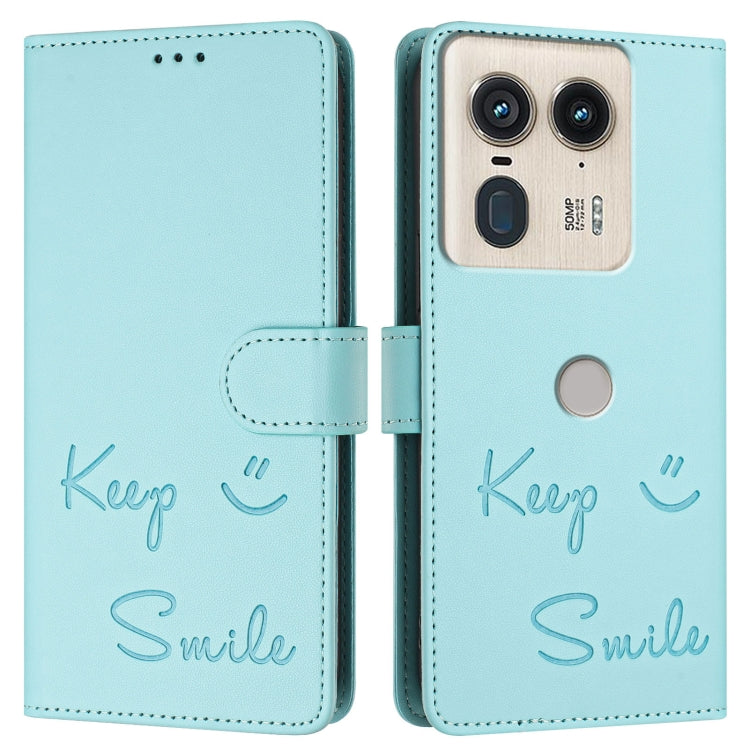 For Motorola Edge 50 Ultra Smile Embossing RFID Leather Phone Case
