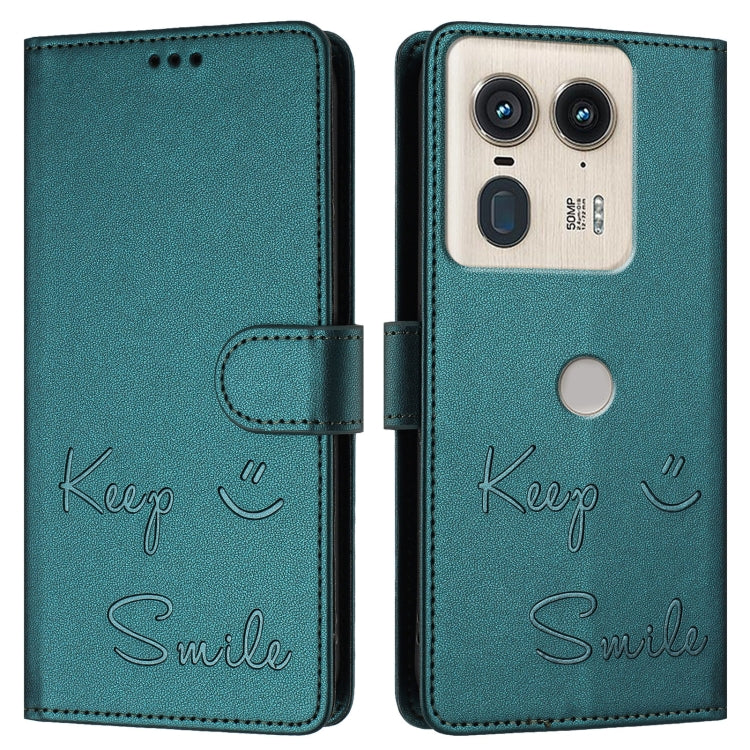 For Motorola Edge 50 Ultra Smile Embossing RFID Leather Phone Case