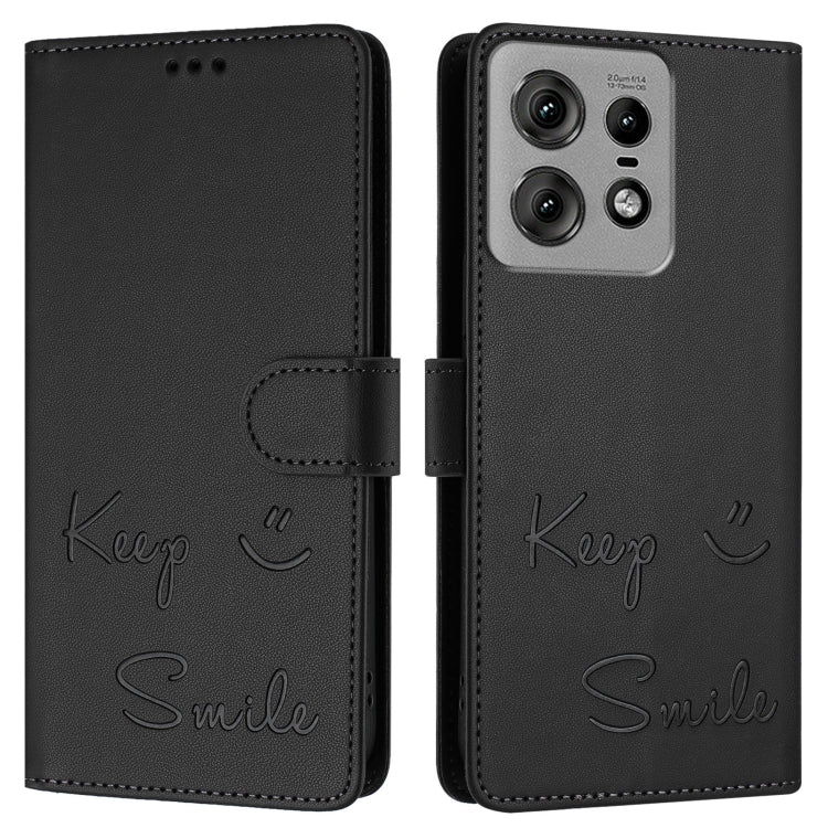 For Motorola Edge 50 Pro Smile Embossing RFID Leather Phone Case
