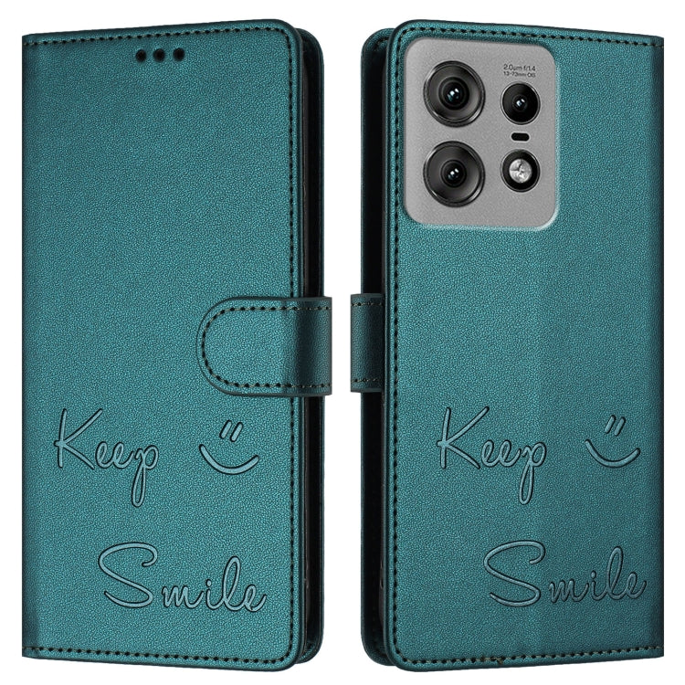 For Motorola Edge 50 Pro Smile Embossing RFID Leather Phone Case