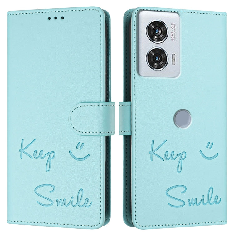 For Motorola Edge 50 Fusion Smile Embossing RFID Leather Phone Case