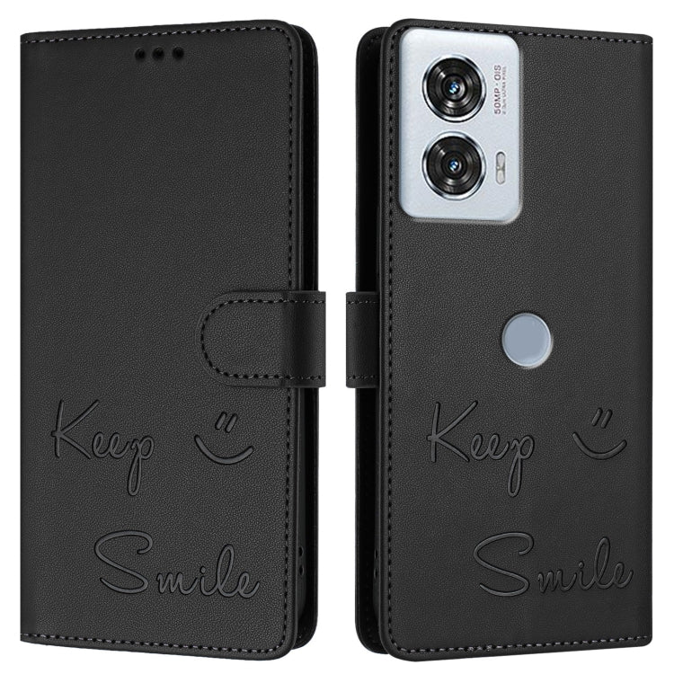 For Motorola Edge 50 Fusion Smile Embossing RFID Leather Phone Case