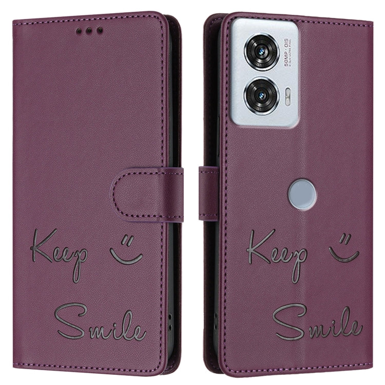 For Motorola Edge 50 Fusion Smile Embossing RFID Leather Phone Case