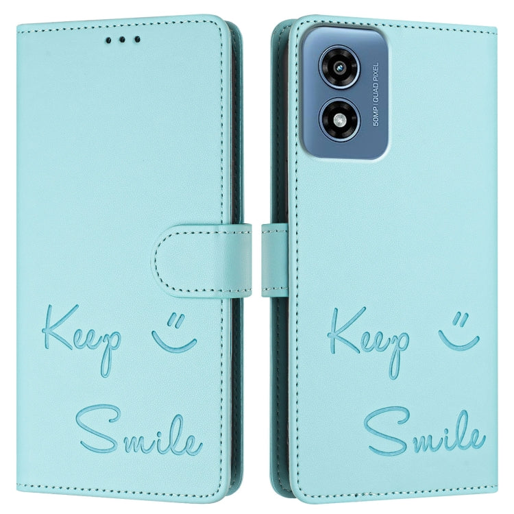For Motorola Moto G 5G 2024 Global Smile Embossing RFID Leather Phone Case