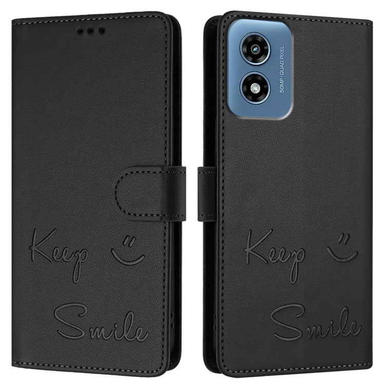For Motorola Moto G 5G 2024 Global Smile Embossing RFID Leather Phone Case
