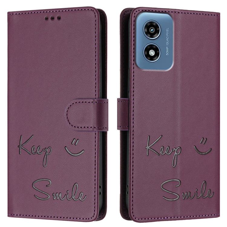 For Motorola Moto G 5G 2024 Global Smile Embossing RFID Leather Phone Case